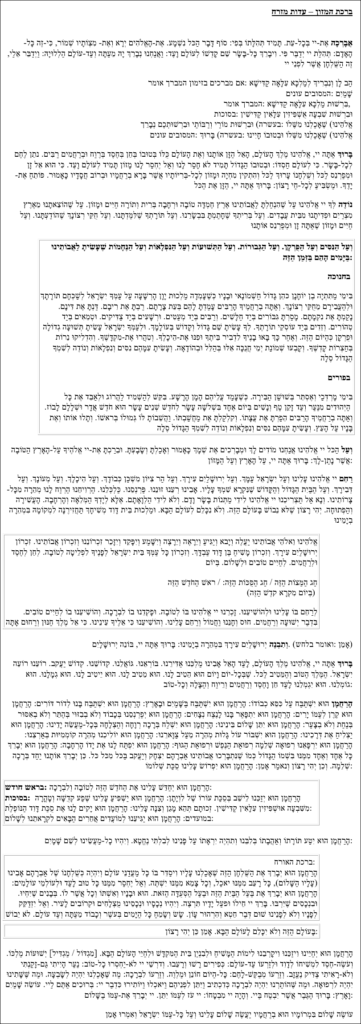 Birkat HaMazon – Edot Mizrach – Ohel Sara